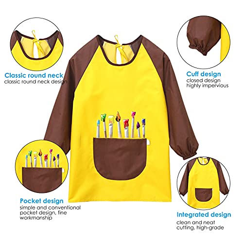 Kunstschort voor kinderen, waterdicht schildersschort met lange mouwen, kinderschort met mouwen en grote zakken… - Image 3