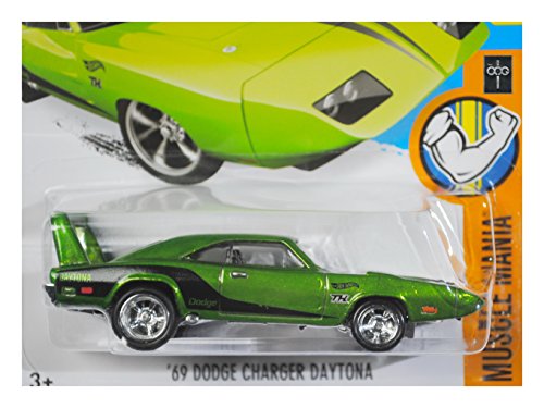 Hot Wheels 2016 Muscle Mania ’69 Dodge Charger Daytona Super Treasure Hunt Spectraflame Green 124/250