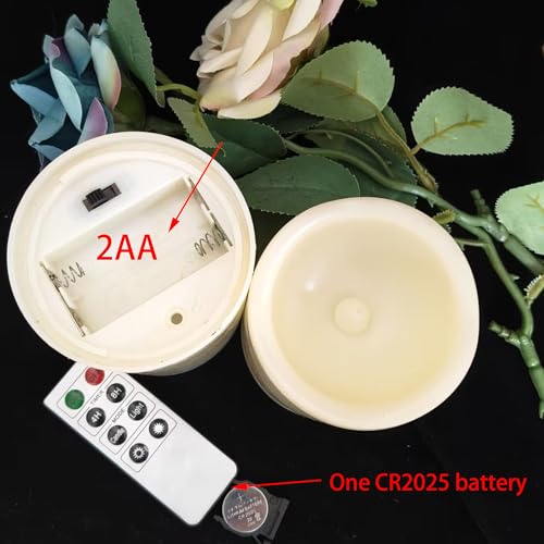 Image of QIDEA 5 inchx3 inch Waterproof Outdoor Flameless LED Candles 2-Pack | Battery Operated Pillar Candles with Remote Timer Flickering Electric Plastic Resin Candle Lights for Christmas Decoration