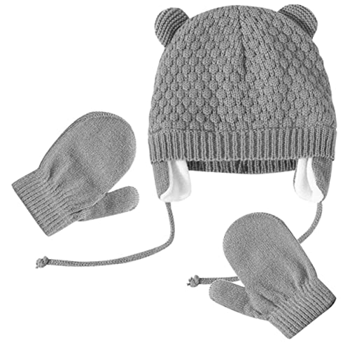 DEARMAMY 4 Sets Winter Hat for Kids Knitted Child Warm Hat Set Comfortable Crochet Gloves