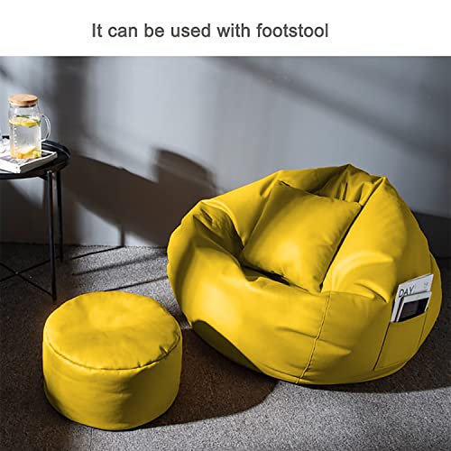 Image of Cover 4XL Without Beans with Footrest and Cushion Lounge Chair Luxury Bean Bag Cover with Footrest Without Beans (Yellow)