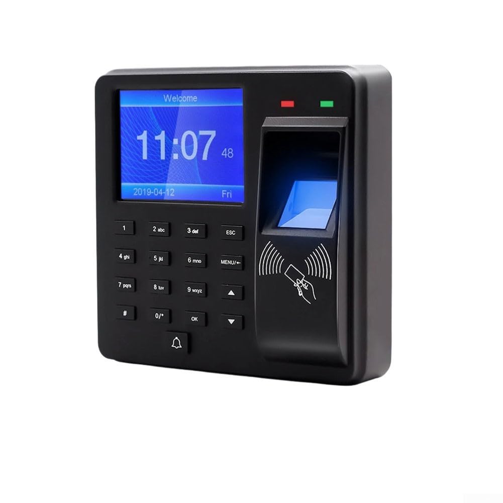 Reloj de tiempo de huellas dactilares con capacidad 1000, máquina biométrica de asistencia con tarjeta y PIN, exportación de datos USB para oficina de pequeñas empresas