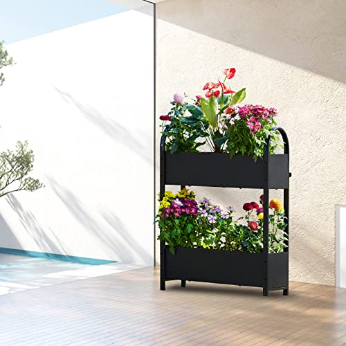 Irongod Raised Garden Bed,Indoor Outdoor Elevated Metal Planter Box For Flowers,Vegetables,Herbs, And Succulents (Black Double) #TOP4