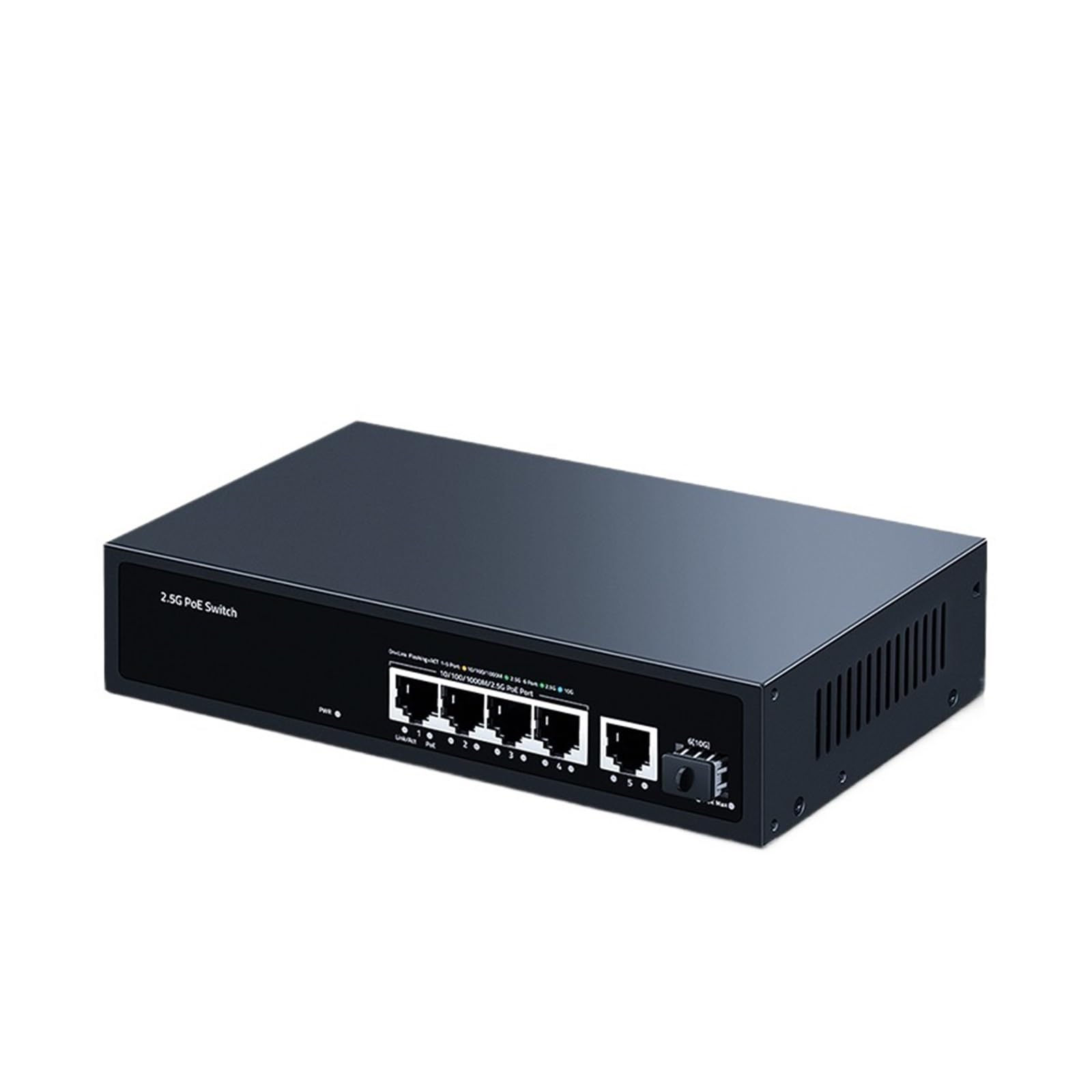 OSHZIKJII 2.5G P-O//E Switch 5 Port 2500Meter 10G s-f.p+ Slot 65W Protection IEEE802.3af/at(A*U Plug)