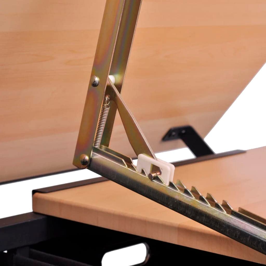 vidaXL Table à Dessin Inclinable 2 Tiroirs et Tabouret Bureau d'Ecriture