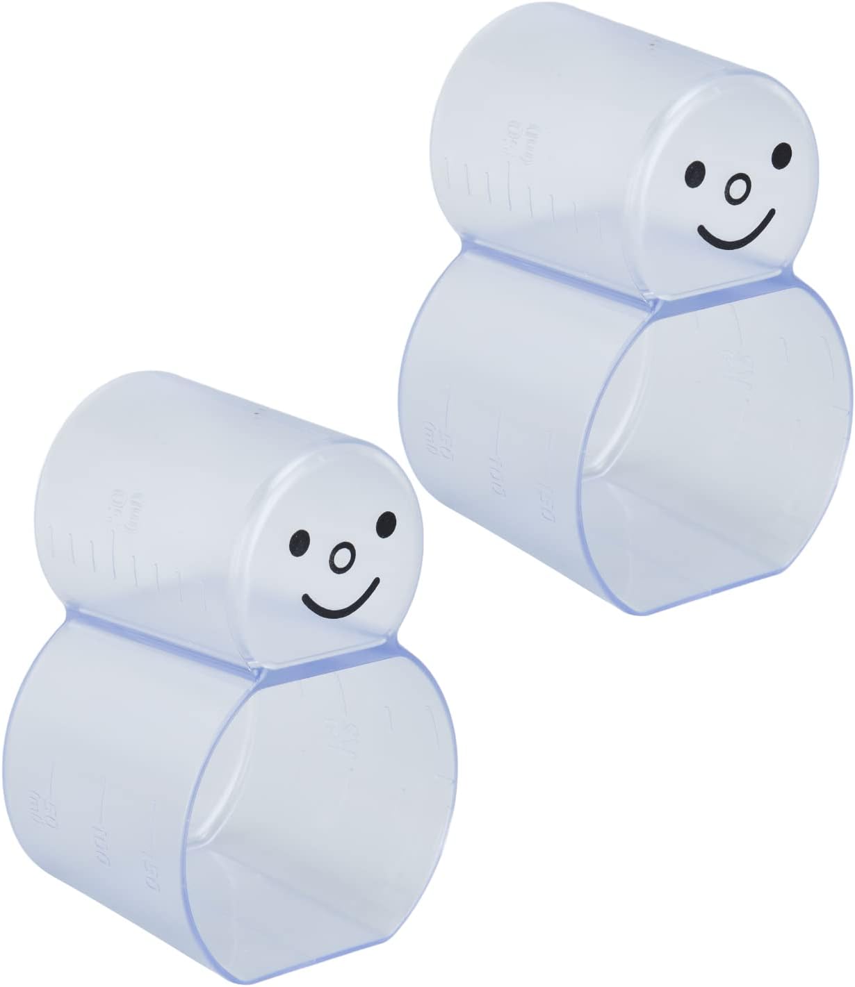Taza medidora transparente de 12 Uds, bonitas cucharas medidoras con forma de muñeco de nieve, contenedor de plástico reutilizable doble, taza medidora de arroz para líquidos