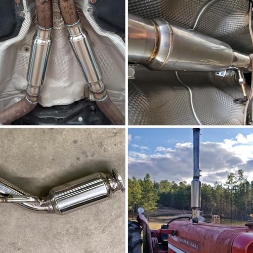 Image of LCGP Universal Muffler 2.5 inch Inlet & Outlet 19'' Overall Length,Straight Through Design, Stainless Steel Resonator