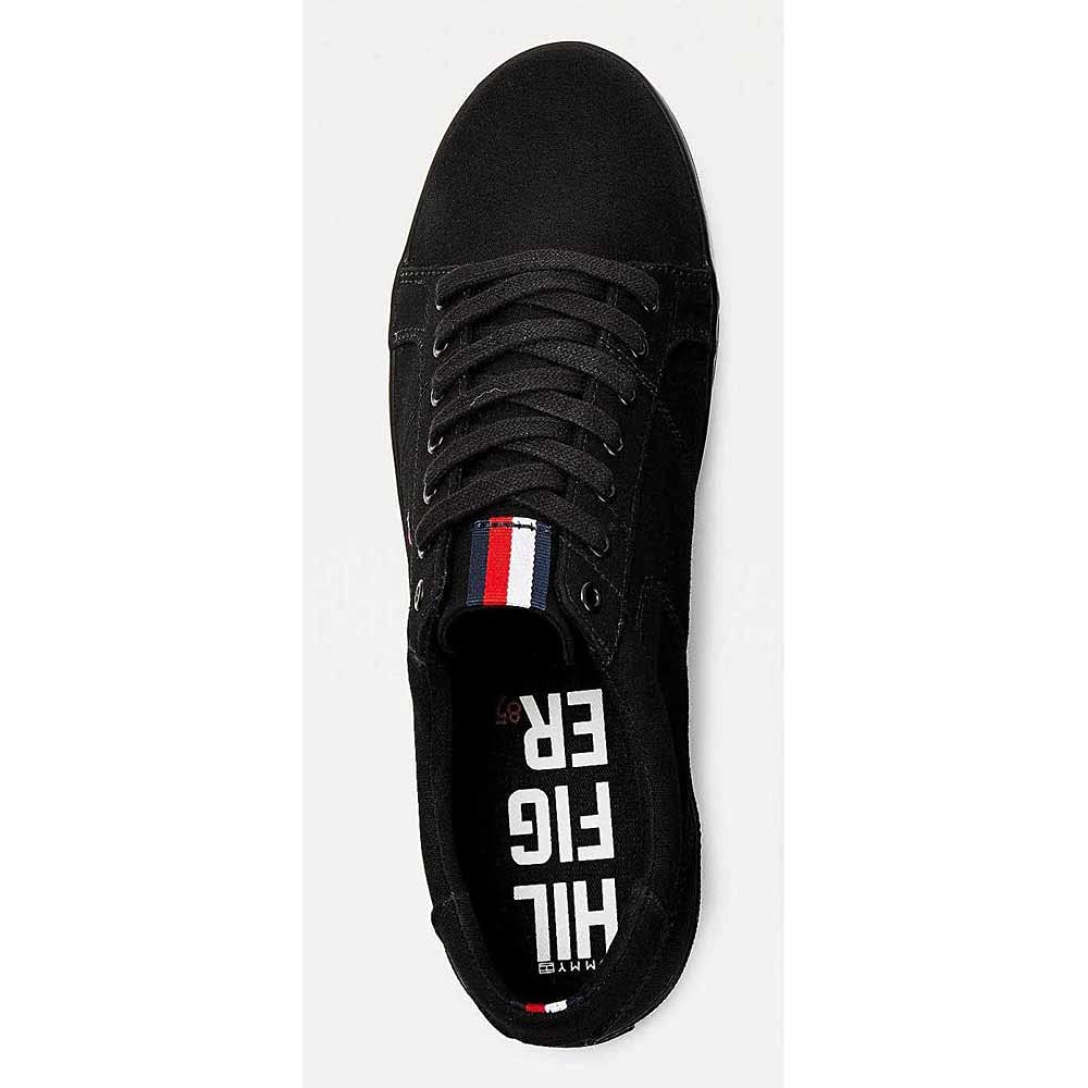 Tommy Hilfiger Zapatillas para Hombre Sneaker con Suela Vulcanizada, Negro (Black/Black), 42