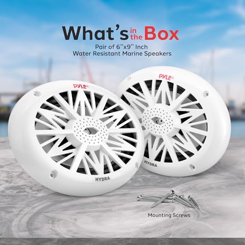Image of Pyle 6x9 Inch Dual Marine Speakers - 2 Way Waterproof and Weather Resistant Outdoor Audio Stereo Sound System with 260 Watt Power, Poly Carbon Cone and Cloth Surround - 1 Pair - PLMR692