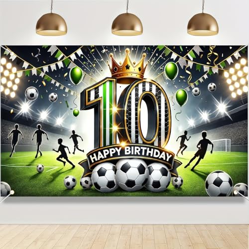 BlissYard 10th Birthday Soccer Banner & Photo Backdrop