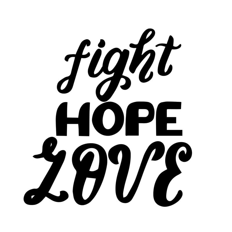 Poster Fight hope love A2 sur toile pour décoration murale inspirante de salon
