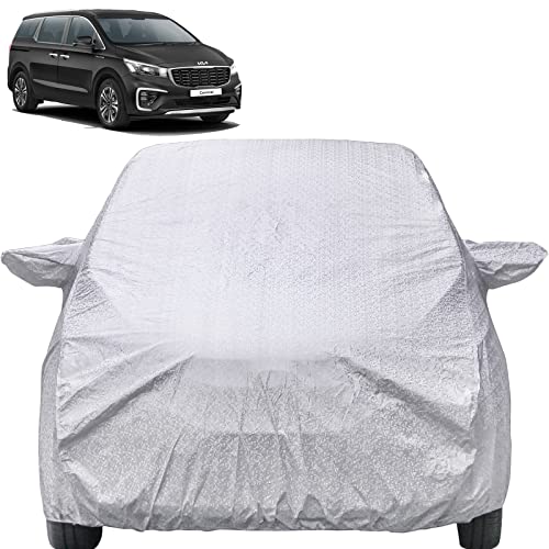 Image of Autofact Waterproof Car Body Cover Compatible with Kia Carnival with Mirror Pockets (Shinning Silver)