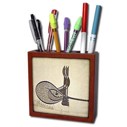 3dRose ph_163449_1 Image of Arabic Art from 1500S Calligraphy-Tile Pen Holder, 5-Inch