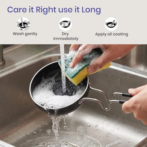 Image of DOZY Iron Tadka Pan | Black | Stainless Steel Handle | Fast Heating on Low Flame | Easy to Clean | Induction and Gas Compatible | Best for Regular use | Rust- resitant
