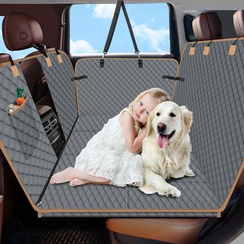 Dog Car Seat Cover for Back Seat, Larger Dog Car Bed Cover with Strong Bottom, Car Back Seat Extender for Dogs, Dog Hammock for Car SUV Truck, Grey