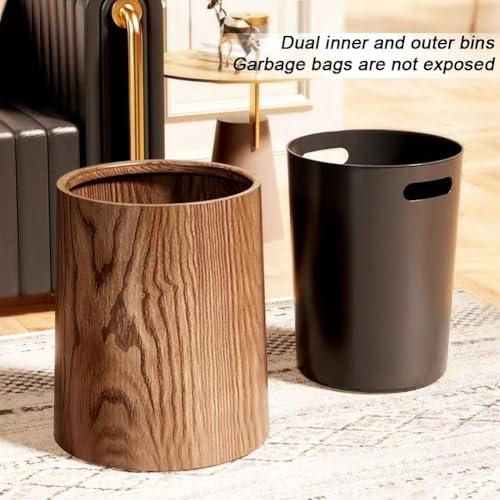 Cubo de basura de grano de madera para cocina y oficina moderna 5