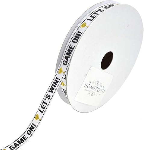 Homeford Let's Win! Game On! Trophy - Cinta de satén, color blanco, 38 pulgadas, 10 yardas