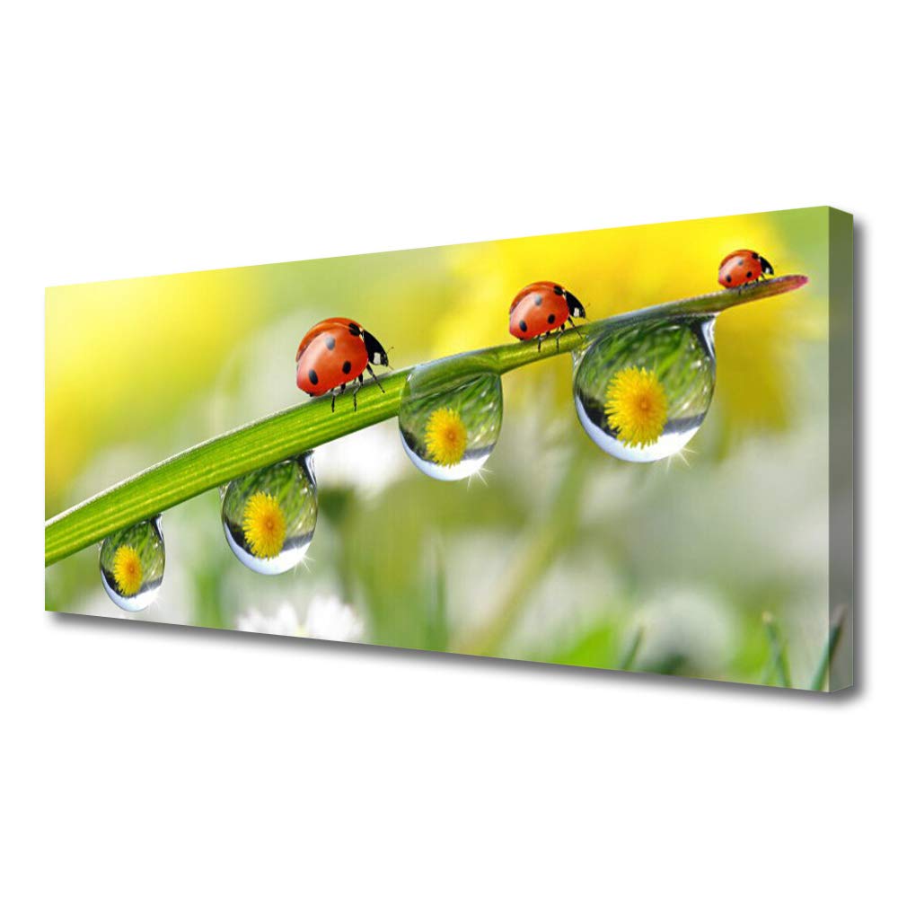 Toile imprimée tableau décoration Tulup 125x50cm déco mural moderne design feuille coccinelle