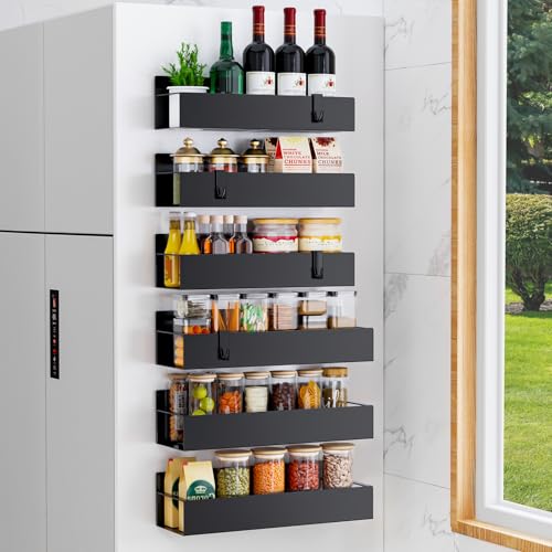 Image of Hleelomi 6 Pack Magnetic Spice Rack Organizer Storage for Refrigerator and Oven, Fridge Organizers and Shelf