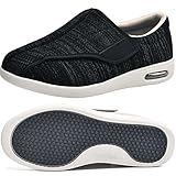 AZMAHT Zapatillas ortopedicas Mujer pie diabetico Zapatos pies Anchos Zapatos Hombre Extra Anchas Antideslizantes para Pies Hinchados Zapatos Especiales para Diabeticos,Black Gray,38 EU