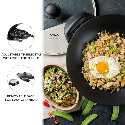 Domo DO-8708W - Wok eléctrico, 2200 W, color negro - imagen 3