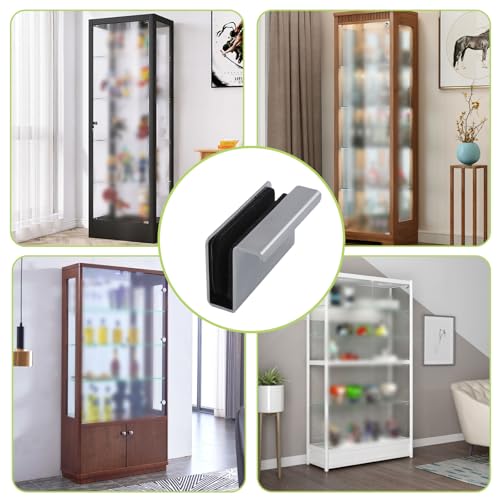 Image of Glass Finger Edge Pull, 4Pcs Cabinet Finger Pull Handle Glass Door Clips Cabinet Latch Clamp Concealed Handle for Display Glasscase Door (Pearl Chrome)