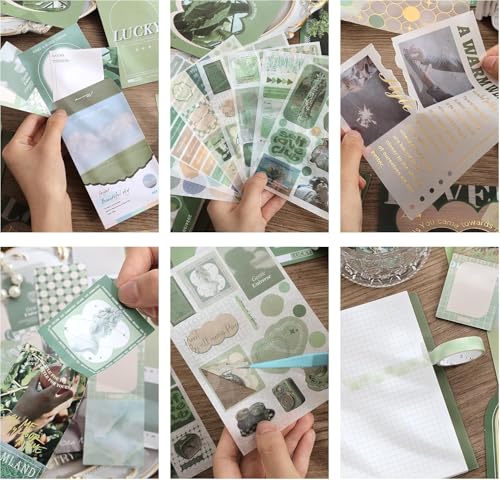 Image of Paper Vintage Aesthetic Scrapbook Kit(346Pcs) Scrapbooking Supplies Kit with Bullet Junk Journal,Stationery,A6 Grid Notebook Journaling Gift for Girl (Poetry Scrapbook), Multi Color