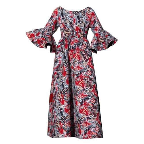 Image of iooiooi Womens African Print Party Maxi Dress Tradition Dashiki Ankara Long Dress & Headwrap