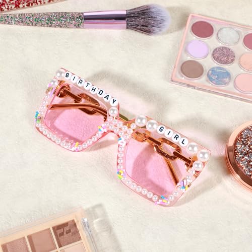 Birthday Glasses for Women,Oversized Square Birthday Sunglasses for Women Accessories for Birth Day Party Favors(Pink)3