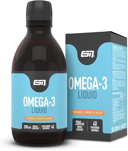 ESN Omega3 Liquid, OrangeZitrone, 200 ml, mit EPA und DHA, Ohne Fisch