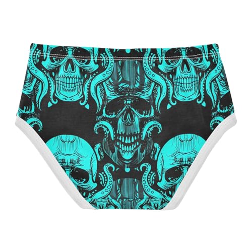Skulls Octopus Black Turquoise Toddler Girls's Underwear 2T 202c13602