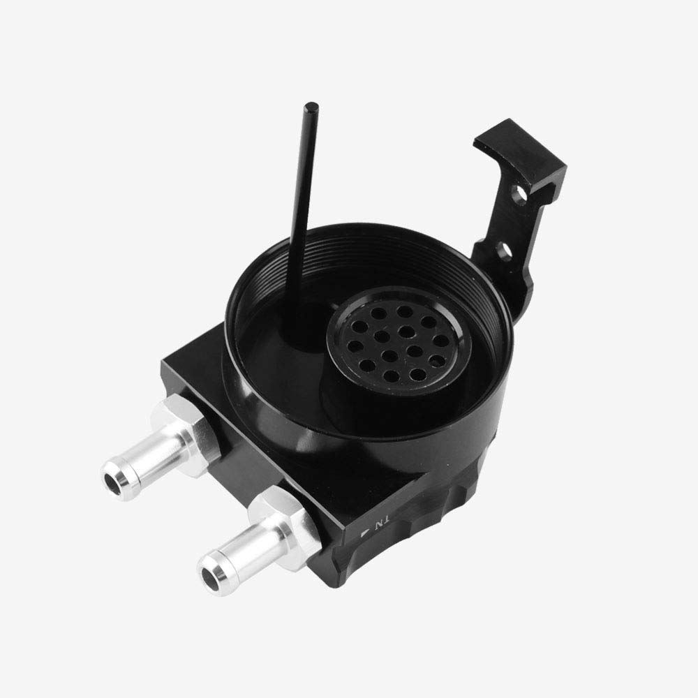 DollaTek alluminio nero lucido per automobile Contenitore per olio tanica da 300 ml con serbatoio del refrigerante in alluminio con filtro dell'aria