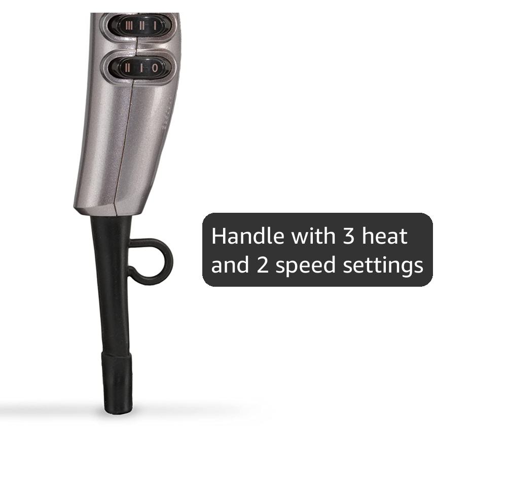 BaByliss Shimmer Hair Dryer - 2100W Professional Ionic Blow Dryer, Lightweight Travel Hairdryer, Fast Drying Ceramic Hair Dryer, 3 Heat & 2 Speed Settings, Silver, 5336BU