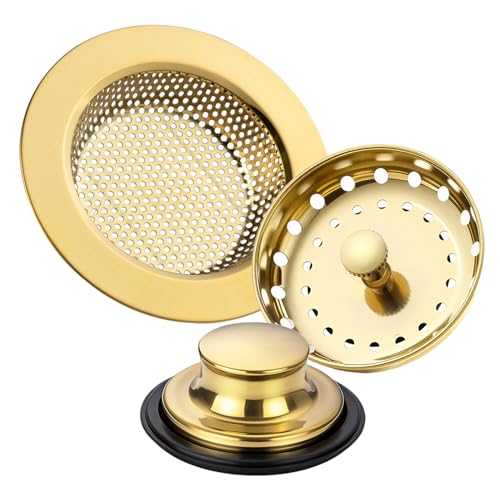 Set de coladores para fregadero, acero inoxidable, 3 piezas