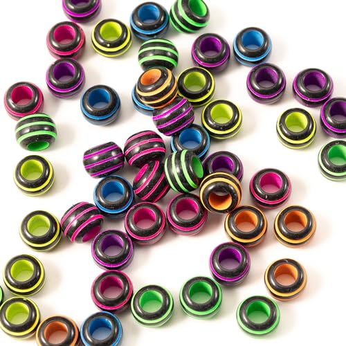 Image of 1000Pcs Acrylic Kandi Pony Beads Bulk for Bracelet Jewelry Making Supplies | Mix Candy Color,Round,crystal,large hole beads,