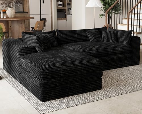 Belffin Plush Corduroy L-Shaped Sectional 1