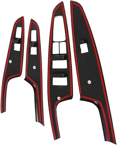 Miniatura 7 de Cubierta negra de fibra de carbono para el panel de la manija del reposabrazos del interior del automóvil, cubierta del panel de la manija de la