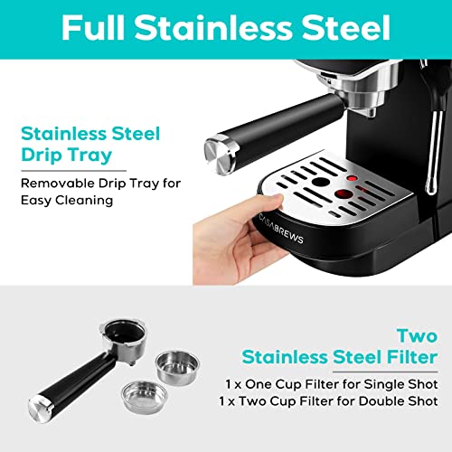 Casabrews Espresso Machine 20 Bar, Professional Espresso Maker With Milk Frother Steam Wand, Compact Espresso Coffee Machine With 34Oz Removable Water Tank For Cappuccino, Latte, Black #TOP5