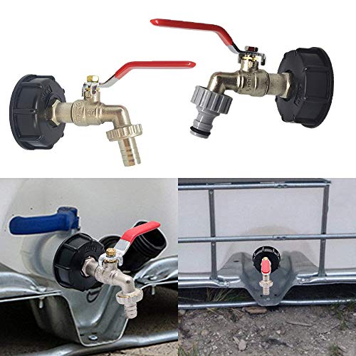 Wankd Adaptateur de réservoir IBC S60x6 vanne Robinet à 1/2'' pour robinet de jardin en laiton Adaptateur récupérateurs Eau de Pluie raccord Sortie raccord (7 * 15CM)
