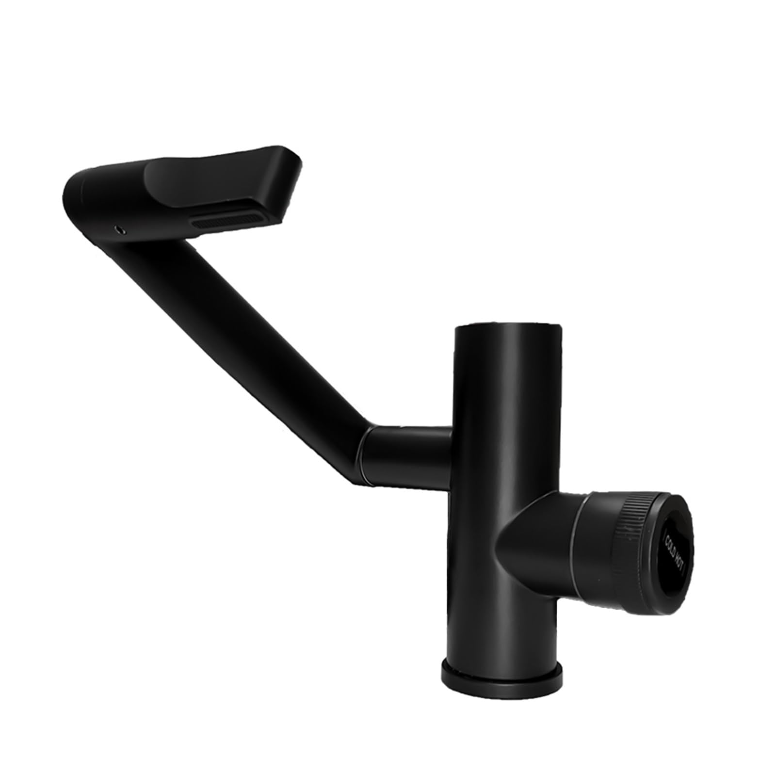 Robinet de lavabo design noir mat avec écran digital intégré et bec rotatif 360 degrés