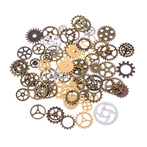 BESTIM INCUK 120 Gram Antique Bronze Vintage Skeleton Keys Steampunk Gears Cogs Charms Pendant Clock Watch Wheel for Jewelry Making Supplies, Steampunk Accessories, Craft Projects (Approx 80pcs) steampunk buy now online