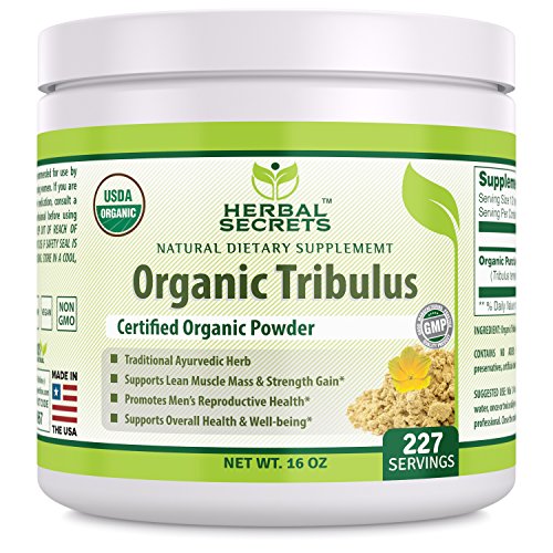 Herbal Secrets USDA Certified Organic Tribulus Powder 16 Ounces (Non-GMO) 227 Servings - Supports Lean Muscle and Strength Gain,Overall Health and Well Being, Promotes Men's Reproductive Health*