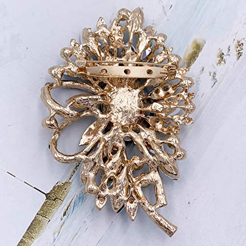 Image of SELOVO Big Large Flower Bow Brooch Scarf Decoration Brooch Pin Gold Tone