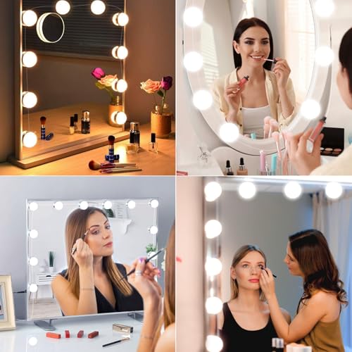 NVIYAM 10 LED Spiegelleuchte mit 3 Farbe, Dimmbar Hollywood Schminktisch Licht, Schminktisch Beleuchtung, Schminklicht für Spiegel… – Ansicht 6