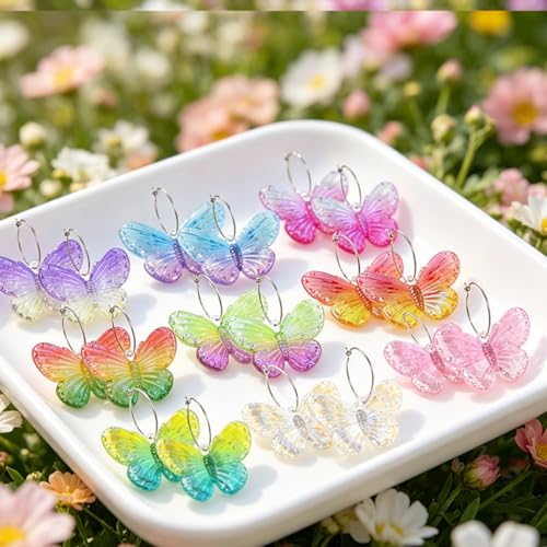 Boucles d'oreilles créoles papillon en acrylique légères pour vos sorties