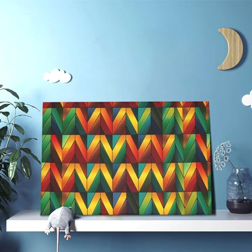 Toile triangulaire géométrique colorée OUSIKA impression moderne 45x30