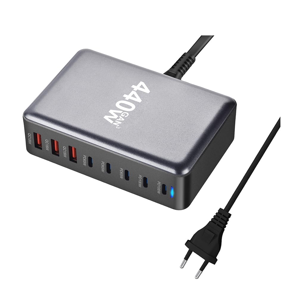 Cargador USB Tipo C 440W de 8 puertos multi enchufe para viaje 8