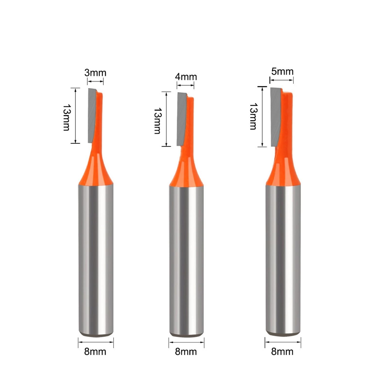 1/3 Szt. 8mm Shank Prosty Frez Z Węglika Wolframu Pojedynczy Rowek Do Drewna Narzędzi Obróbki(3 pcs set)