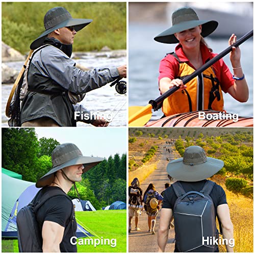 Image of Wide Brim Sun Hat for Men Women UV Protection Ventilated Summer Hats for Fishing Hiking Garden Beach