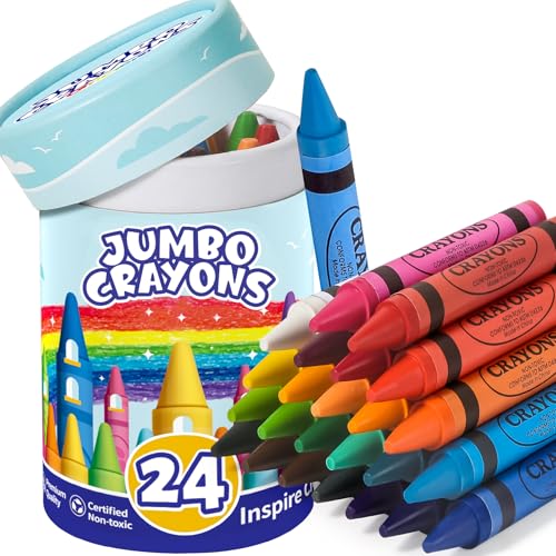 Officygnet 24 Colors Jumbo Crayons for Toddlers Easy to Hold Large Crayons for Kids Non-Toxic Big Crayon for Kids Coloring & Art Supplies Ideal Birthday Gift Easter Party Favor for Boys Girls